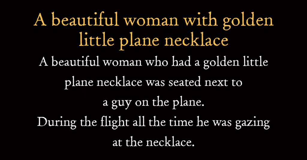 A beautiful woman with golden little plane necklace
