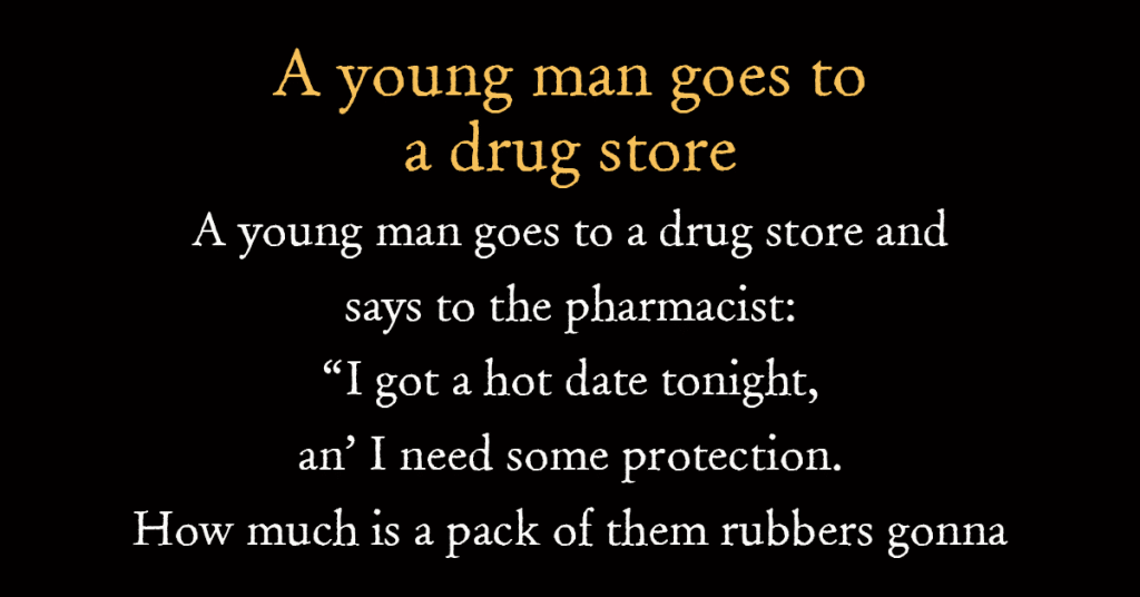 A young man goes to a drug store
