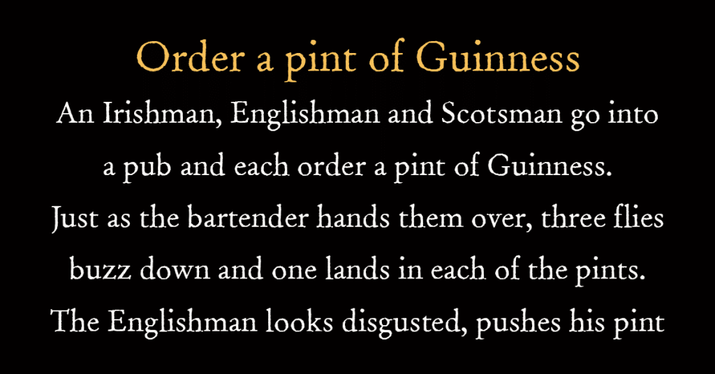 Order a pint of Guinness