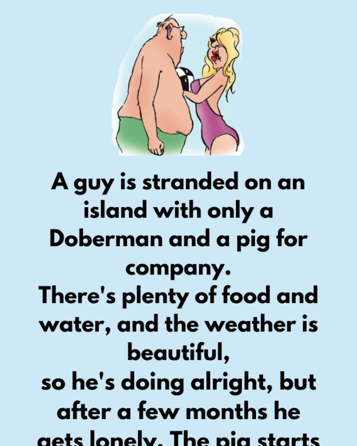 A guy is stranded on an island