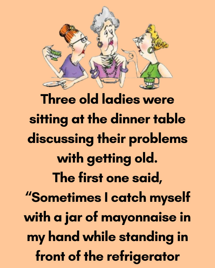 Three Old Ladies Were Sitting At The Dinner Table