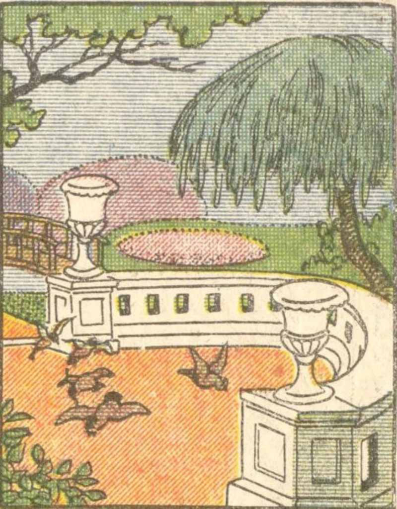 Where is the owner of this garden in the picture?