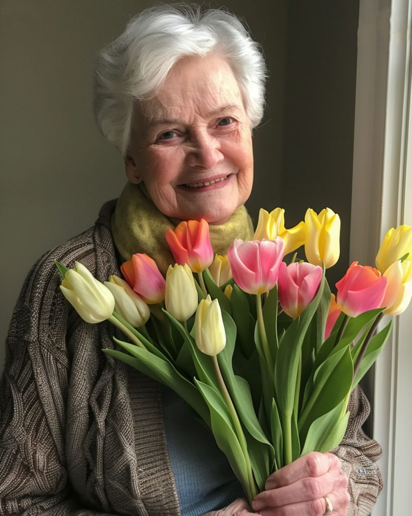 At 82 years old, my grandma just got her FIRST flowers — because for decades, she was married to a man who never gave her any