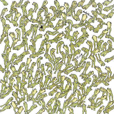 Which frog is NOT leaping?