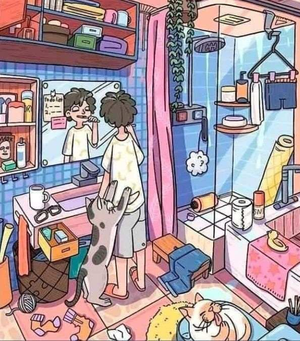 Can you find these hidden objects: rake, pennant, triangular ruler, fish.