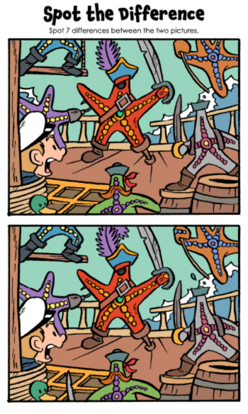 Spot the 7 Differences in This Pirate Starfish Battle!