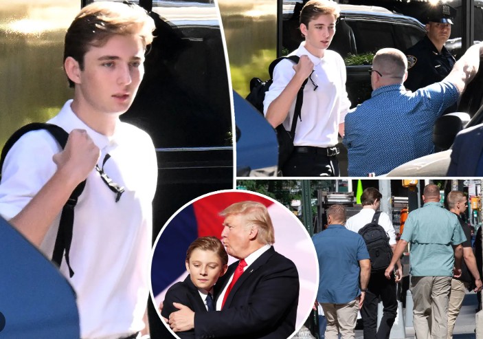 Why Barron Trump always carries a black backpack to class?