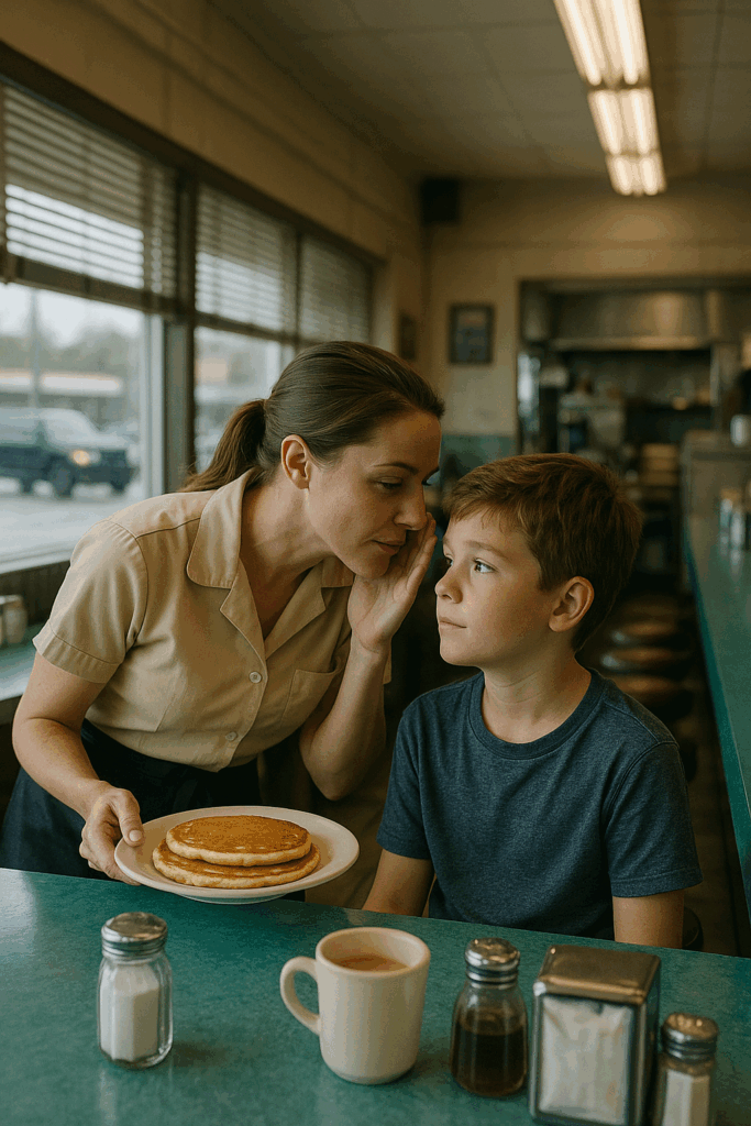 EVERY MORNING SHE SERVED HIM PANCAKES FOR FREE AND CALLED HIM ‘SWEETHEART’—UNTIL BLACK SUVS SURROUNDED THE PARKING LOT ONE DAY
