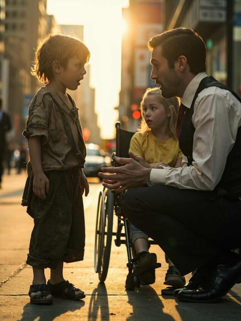 “Sir, I can make your daughter walk again,” said the small, trembling voice behind him…